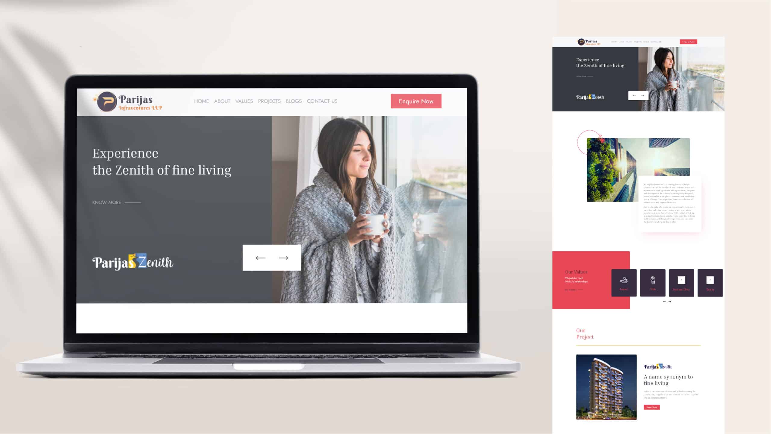 Website development for Parijas Infraventures